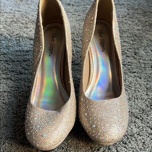 Women's Glitter Heels - Gold